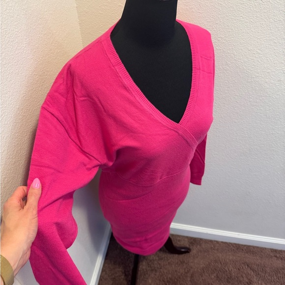 Express Hot Pink Knit Sweater Dress Dolman Stretch Size M XL NEW $88 - Picture 3 of 15